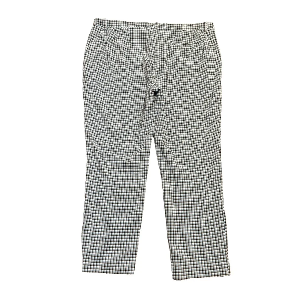 Theory Women Treeca 4 Cropped Check Pants Size:12 Blue Plaid Stretch Viscose